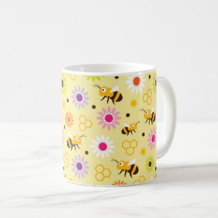 Caneca De Café Abelhas e Flores