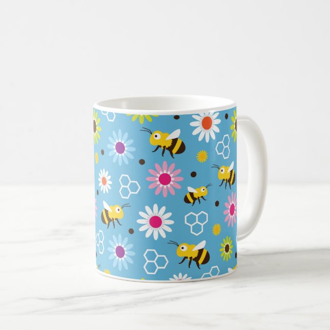 Caneca De Café Abelhas e Flores (Frente Esquerda)