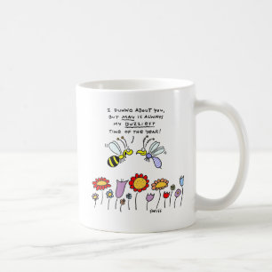 Caneca De Café Abelhas e Flores Engraçadas em Springtime