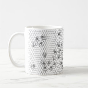 Caneca De Café Abelhas e Honeycomb Pattern Mug