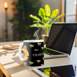 Caneca De Café Abelhas negras nome dos girassóis amarelos