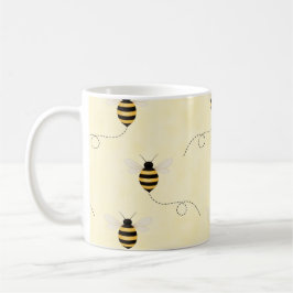 Caneca De Café Abelhas Preto Amarelo Dourado