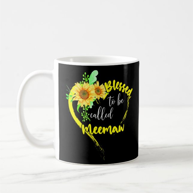 Caneca De Café Abençoada, Chamada Meemaw Sunflower Meemaw Mothe (Esquerda)