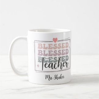 Caneca De Café Abençoado Nome Personalizado De Apreciação Do Prof