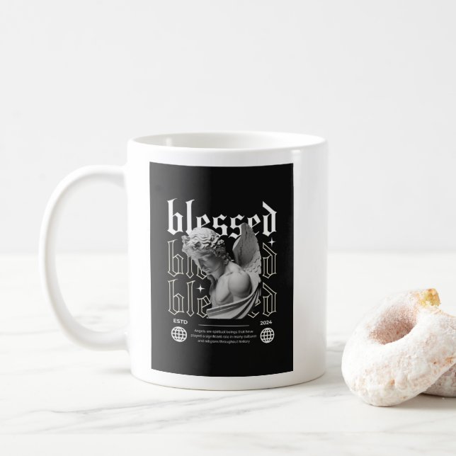 Caneca De Café Abençoado Por Um Anjo (Com Donut)