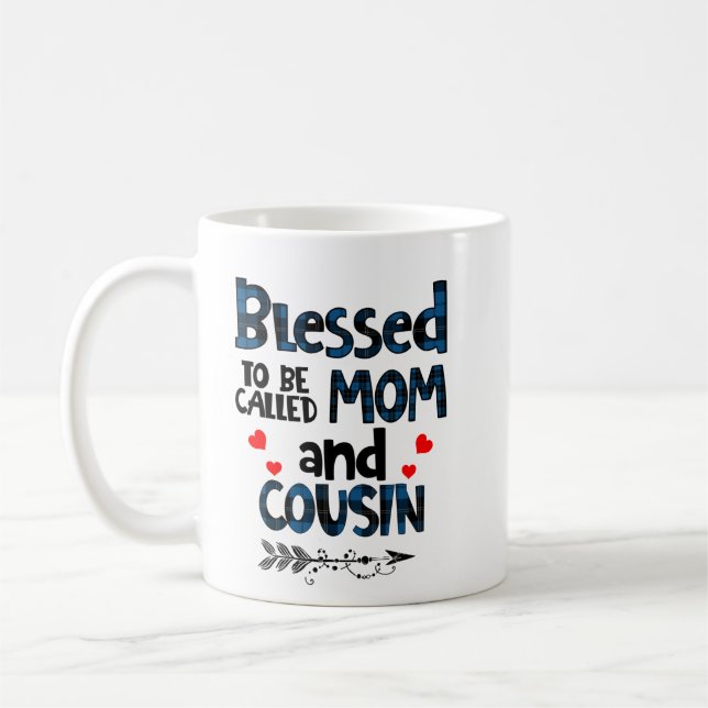 Caneca De Café Abençoado Seja Chamado Mãe E Primo (Esquerda)