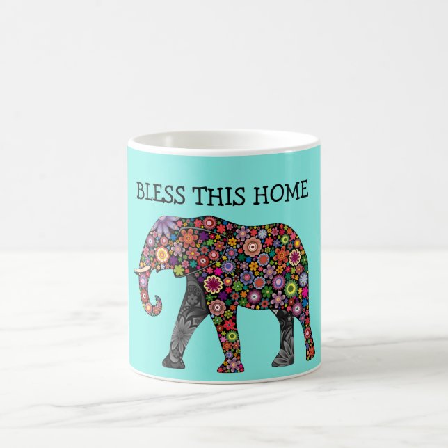 Caneca De Café Abençoe Este Elefante Sortudo (Centro)