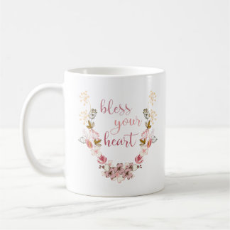Caneca De Café Abençoe seu coração (flores rosa)