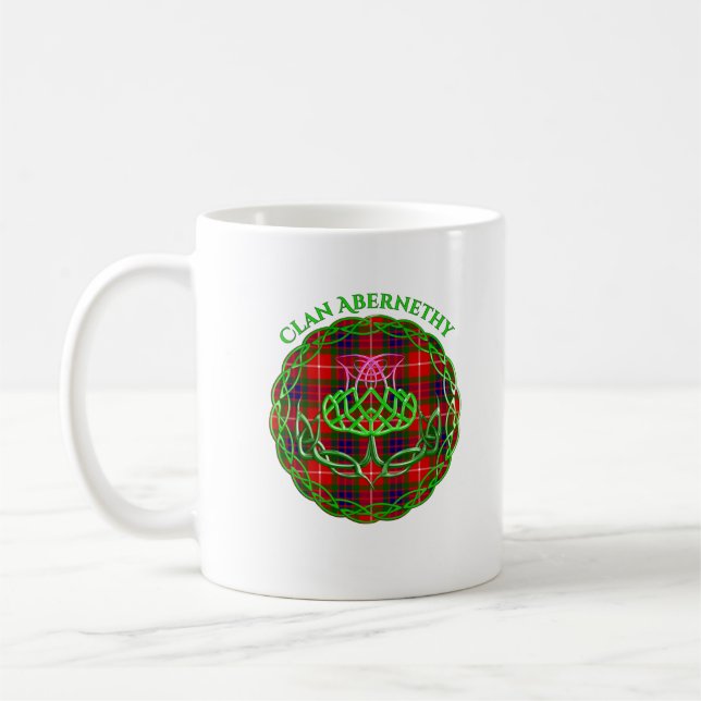 Caneca De Café Abernethy Scottish Tartan Celtic Thistle (Esquerda)