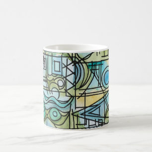 Caneca De Café Abertura-Arte Geométrica Moderna Bauhaus