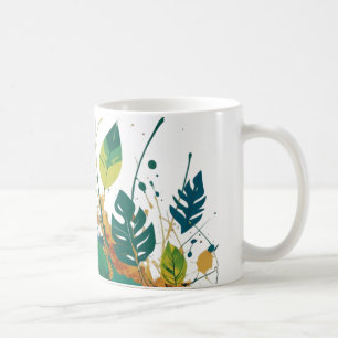 Caneca De Café Abertura da Natureza - Arte de Folha de Abstrato v