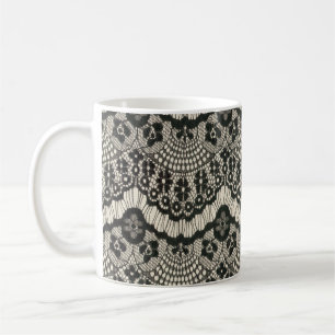 Caneca De Café Abertura de tecido. ornamento floral de rendas de