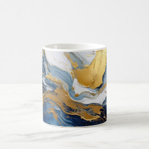 Caneca De Café Abertura em negrito de Dourado e Azul