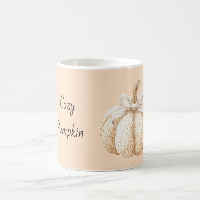 Caneca De Café Abóbora Aconchegante Pêssego com Laço (Centro)