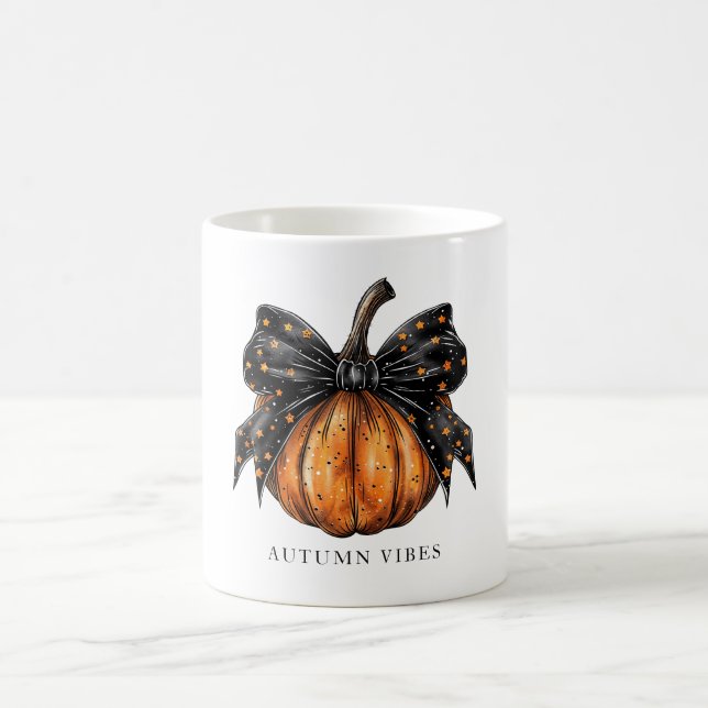 Caneca De Café Abóbora Coquete Com Arco de Outono (Centro)