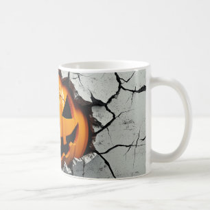 Caneca De Café Abóbora-das-bruxas - Muro rachado