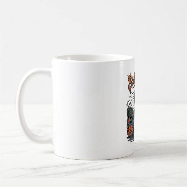Caneca De Café Abóbora de Cabeça de Monstro de Lanterna de Cemité (Esquerda)