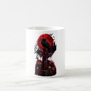 Caneca De Café Abóbora de Cemitério Assombrado de Corvo de Hallow