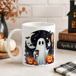 Caneca De Café Abóbora de fantasma de Halloween assustador