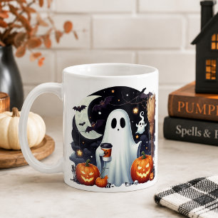 Caneca De Café Abóbora de fantasma de Halloween assustador