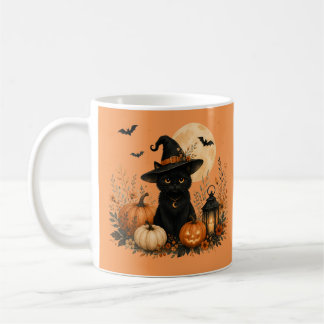 Caneca De Café Abóbora de Gato Preto Fofo de Halloween