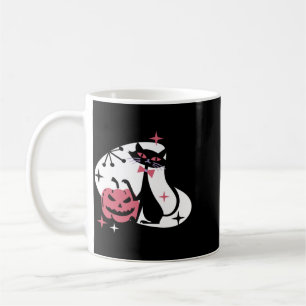 Caneca De Café Abóbora de Gato Preto Retro de Meados do Século Ha