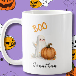 Caneca De Café Abóbora de Halloween Fantasma BOO 