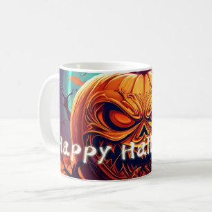 Caneca De Café Abóbora de Halloween Galho Torcido Ornada