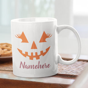 Caneca De Café Abóbora de Halloween Personalizada Feminina Jack O