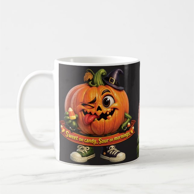 Caneca De Café Abóbora Divertida de Halloween (Esquerda)