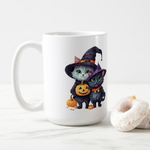 Caneca De Café Abóbora e gatinhos bonitinhos do Halloween