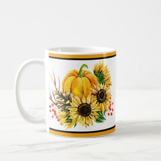 Caneca De Café Abóbora e girassóis outono  (Esquerda)