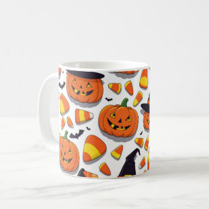 Caneca De Café Abóbora e Milho de Cera no Halloween