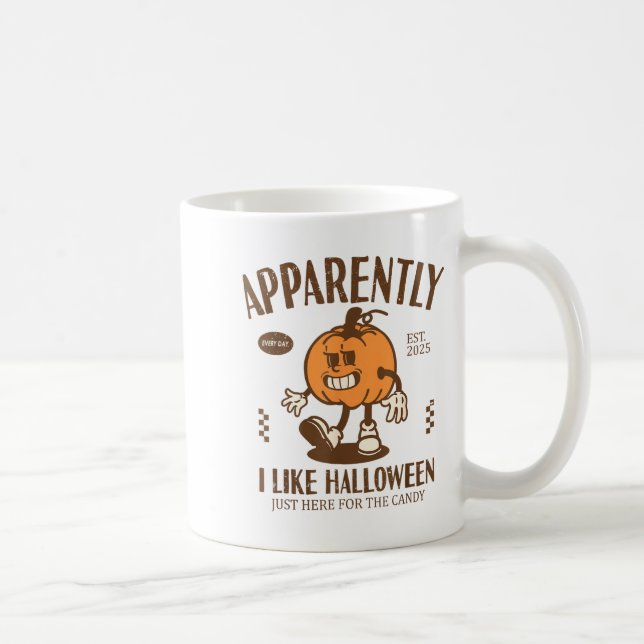 Caneca De Café Abóbora Engraçada Aparentemente, Eu Gosto do Hallo (Direita)