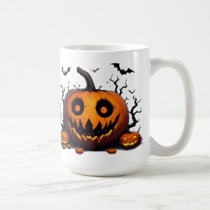 Caneca De Café Abóbora Gigante Brilhante Com Sorriso Malvado de H