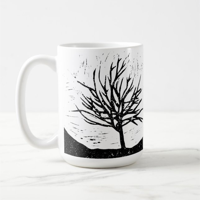 Caneca De Café Abóbora-Impressão Clássica de Árvore Autumal (Esquerda)