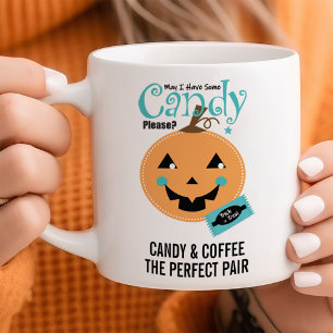 Caneca De Café Abóbora Jack O Lantern de Halloween Personalizável