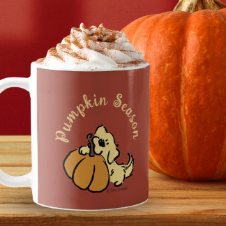 Caneca De Café Abóbora Personalizada Cachorrinho Fofo Outono Verm