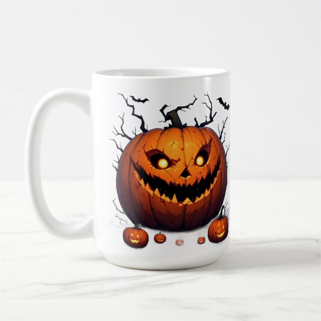 Caneca De Café Abóbora sinistra do Dia das Bruxas à Noite 🎃 (Esquerda)