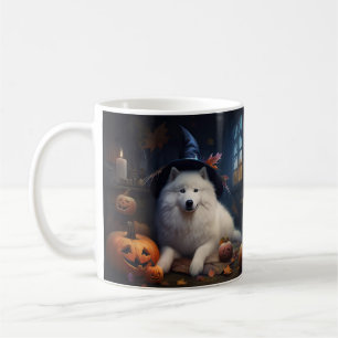 Caneca De Café Abóboras Assustadoras de Halloween Samoieda