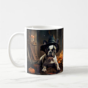 Caneca De Café Abóboras Cachorro Bulldog Francês Halloween Assust