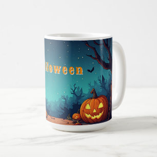 Caneca De Café Abóboras da Noite de Halloween e Casas Assombradas