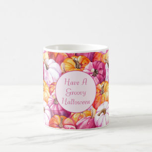 Caneca De Café Abóboras de Halloween Laranja Bege Cor-de-rosa Gro