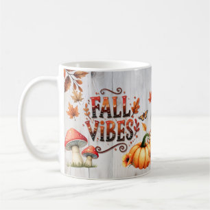 Caneca De Café Abóboras e folhas coloridas