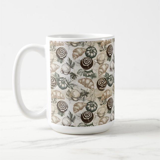 Caneca De Café Abóboras e Pastéis de Outono Antigos – Monocromáti (Esquerda)