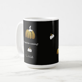Caneca De Café Abóboras Estilizadas em Preto, Branco e Dourado