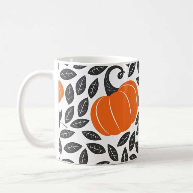 Caneca De Café Abóboras, folhas: padrão de outono fofo. (Esquerda)