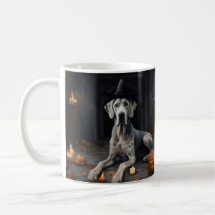 Caneca De Café Abóboras Great Dane Halloween Assustador Flip