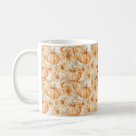 Caneca De Café Abóboras Laranja Pêssego & Flores