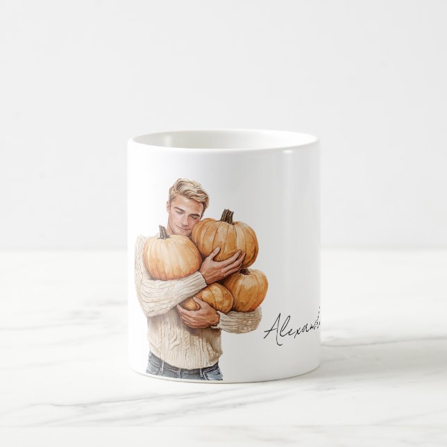 Caneca De Café Aboboras Laranjas Homem Louro (Centro)
